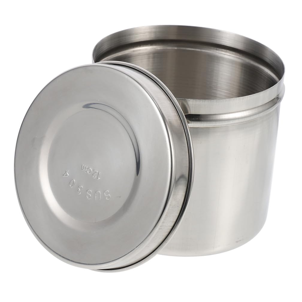 Mikinona 304 Stainless Steel Unguent Jar 8cm Thickened Iodine-Resistant Dressing Cotton Storage Container Gauze Box for Clinic and Home Use