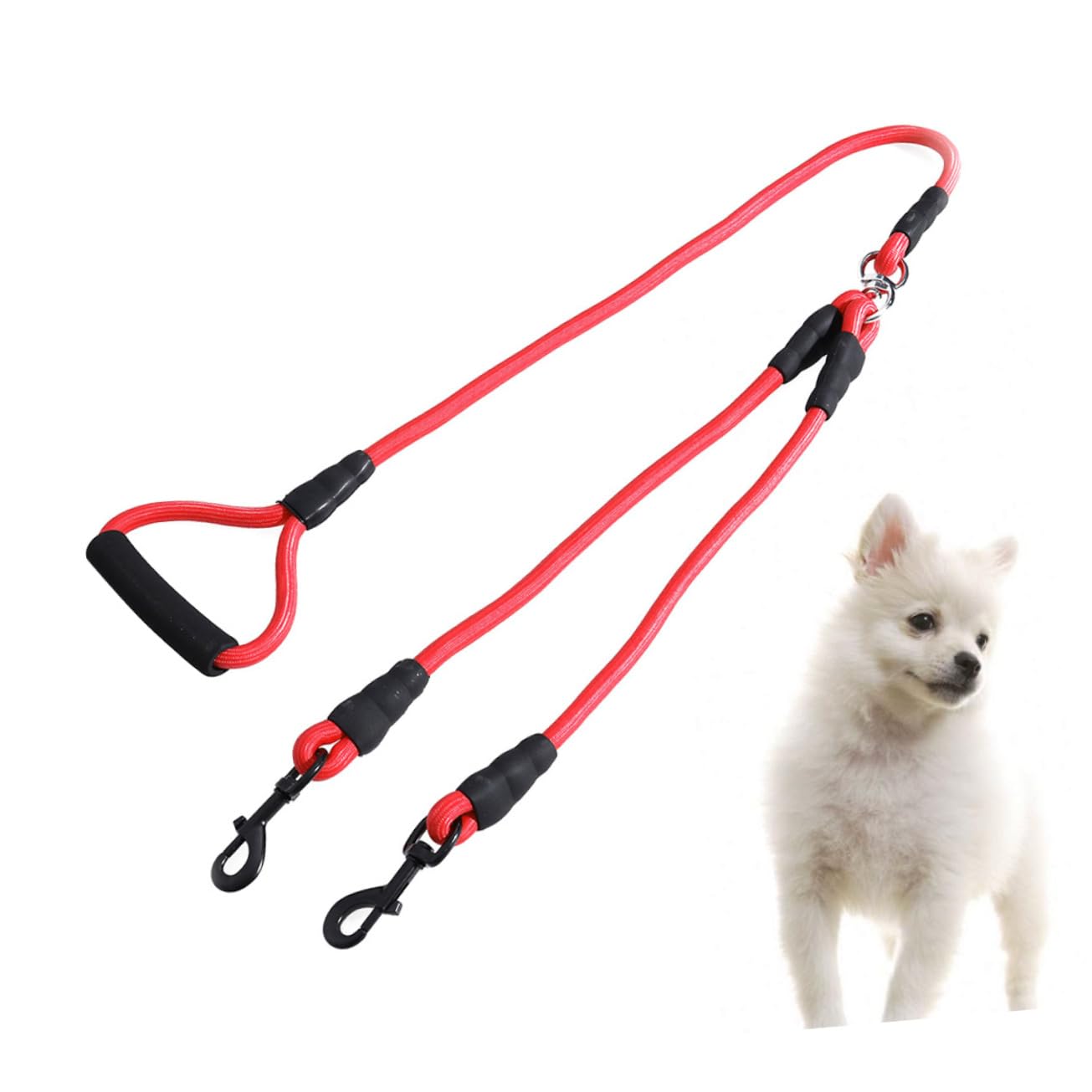 POPETPOP Double Head Pet Pulling Strap Durable Outdoor Traction Rope for Dogs Red Creative Design for Training and Walking Present for