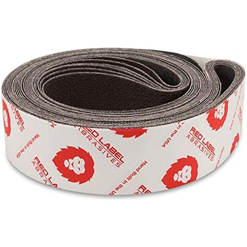 Red Label Abrasives 2 X 72 Inch 36 Grit Aluminum Oxide Metal Sanding Belts - Knife Sharpening Sanding Paper for Metal Working and Metal Finishing - Belt Sander Paper 6 Pack Cover