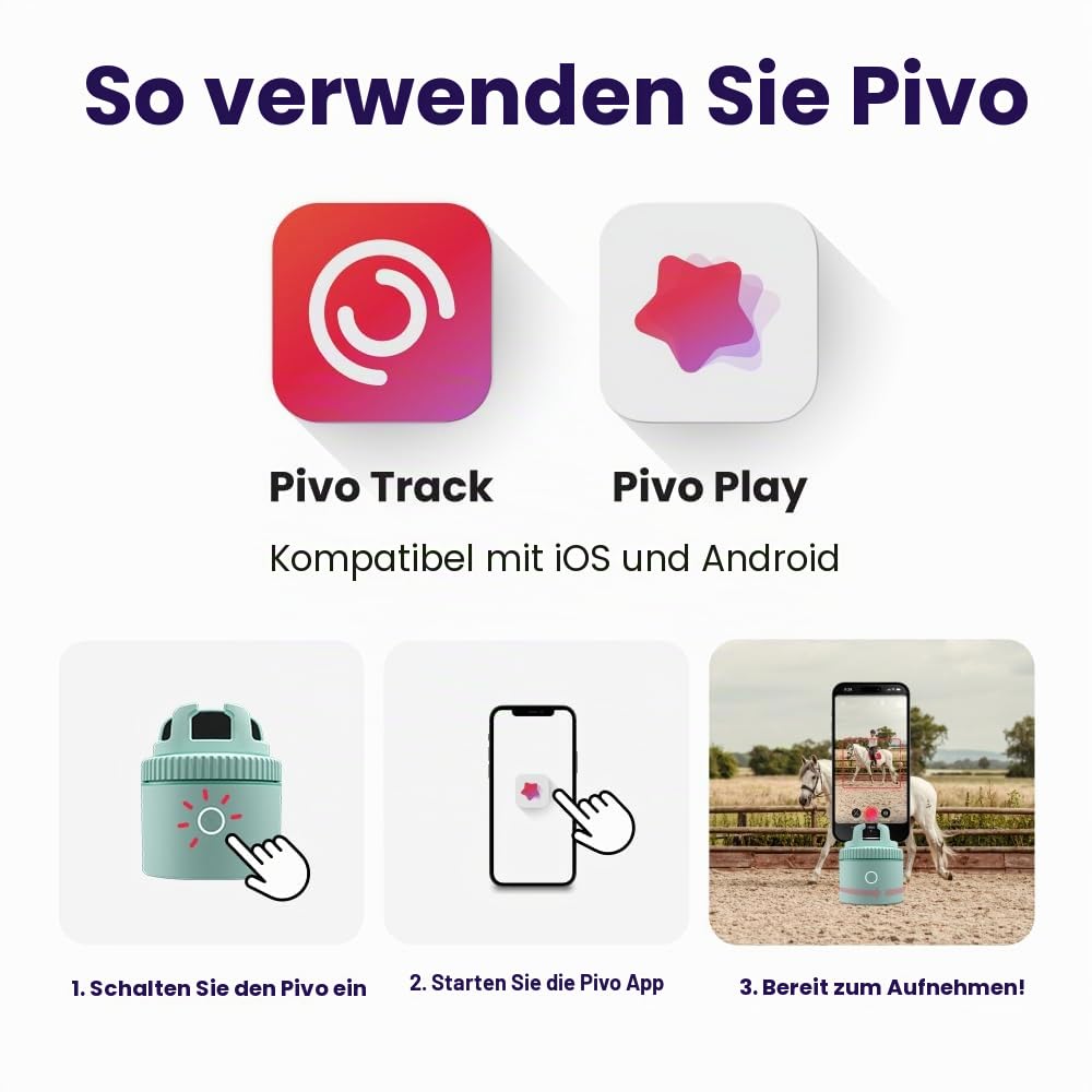 Pivo Equestrian Pod Auto Tracking Phone Holder Face, Body & Horse Tracker, 360° Rotation, 6 Speed, Stand for Video Recording with Remote Control (Green)