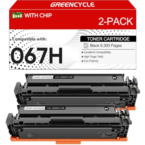 Image of greencycle 067H Toner Cartridges Black 2-Pack High Yield with Chip | Compatible Replacement for Canon 067 067H Black Works with ImageCLASS LBP632CDW MF653Cdw LBP633CDW MF651CW MF656CDW Printers