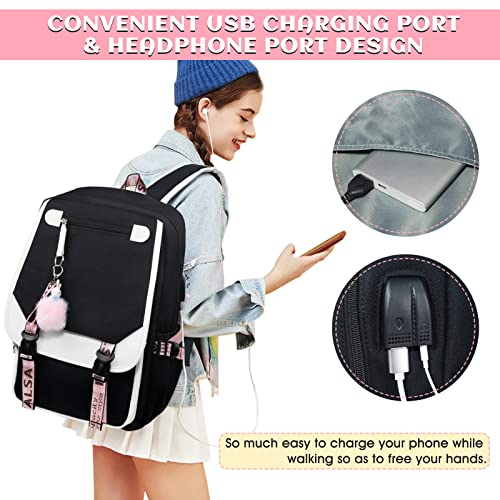Bevalsa School Backpack For Girls, Girls Backpack With Lunch Box, Bookbag For Girls Kids Elementary Middle High School College Student 21L Casual Daypack Children Schoolbag With Usb Charging Port (White) #TOP5