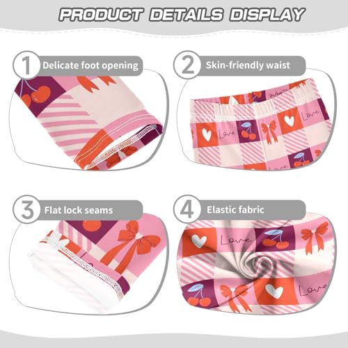 Gingham Love Girls Leggings,Workout Leggings for Girls Toddler Athletic Leggings Size for 3-10T3