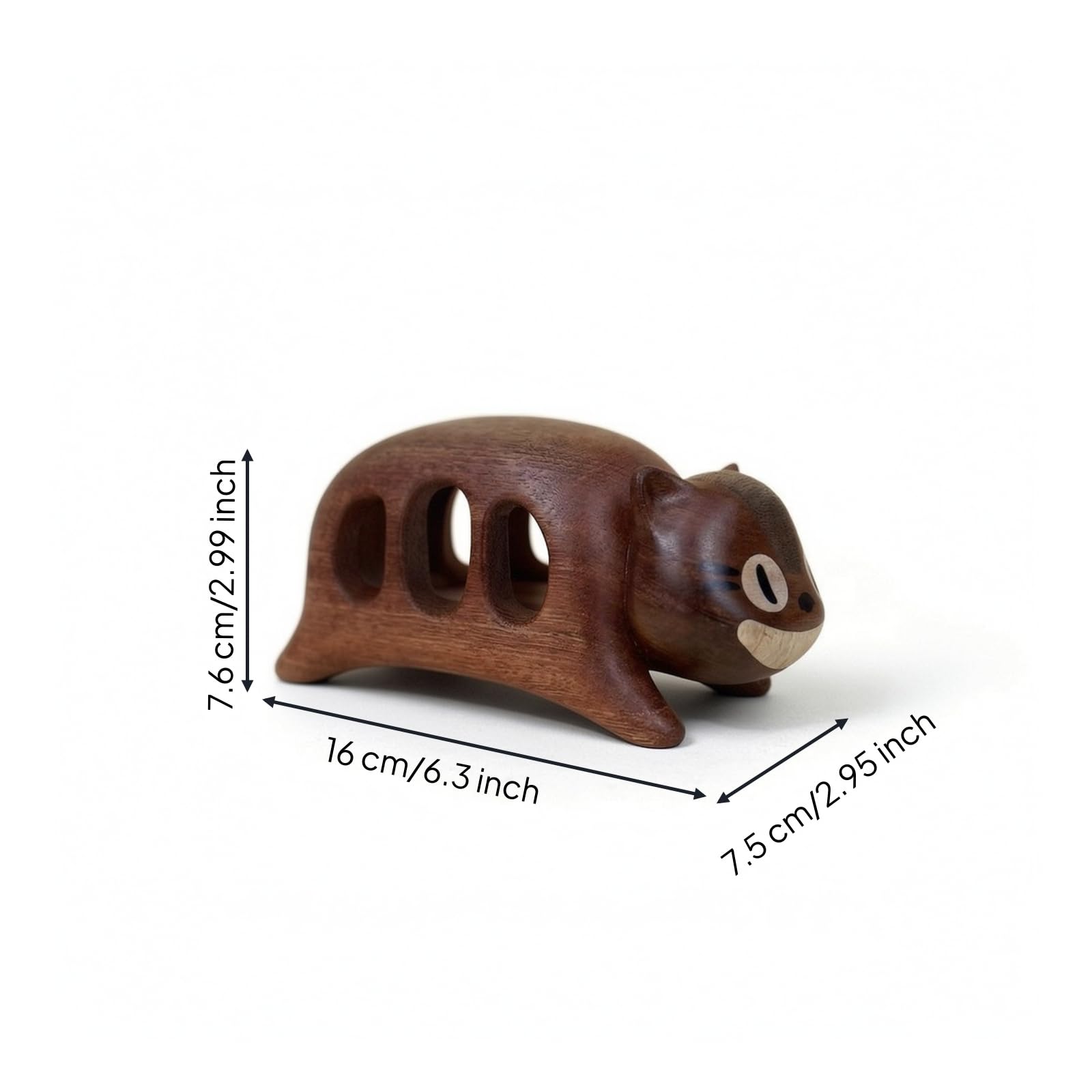 Nachtlicht Katze Holzlampe Skulptur Figur Deko Designobjekt aus mit Glatter Oberfläche Und Rundem Stand für Schlafzimmer Kinderzimmer Nachttisch Zuhause Leseecke 16x7.5x7.6cm