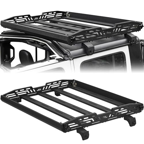 JOYTUTUS Upgraded Roof Rack Basket Compatible with 2018-2026 Wrangler JL & Gladiator JT (Hardtop Only) Fold and Expand Freely 350 LBS Car Roof Cargo Carrier