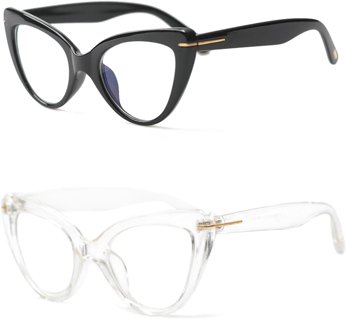 Oversized Cat Eye Reading Glasses for Women Fashion Cute Blue Light Blocking Computer Readers(2 Mixed Color,1.50)