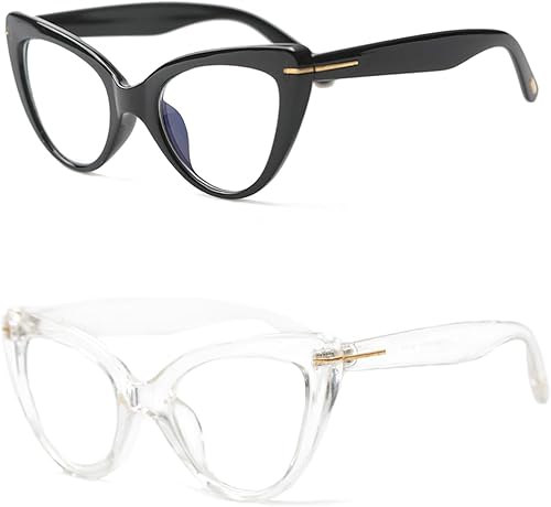 Anteojos de lectura de gran tamaño con diseño de ojo de gato para mujer, a la moda, lindos con bloqueo de luz azul, lectores de computadora (2