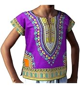 DA'IKI Dashiki Cotton Childs Shirt African Tribal Kaftan Childrens Unisex Boys Girls