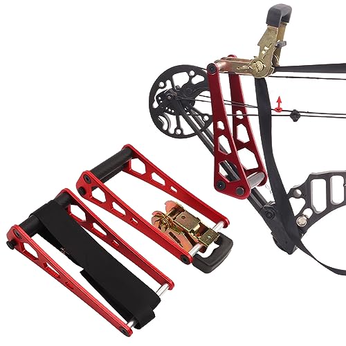 CHICIRIS Bogenpresse Im Ratschenstil, Bogenpresse Im Ratschenstil aus Aluminiumlegierung, Gummikontakt, Zeitersparnis für die Meisten Compoundbögen (Rot)