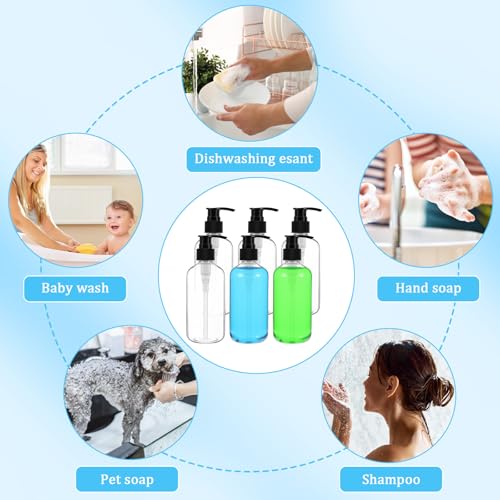 40 Pcs 8 oz Clear Plastic Pump Bottles, Refillable Lotion Dispenser Containers with Black Pumps & 10 Small Funnels,Empty Lotion Bottles for Shampoo, Body Wash, Cream & Liquid Soap4