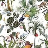 YENHOME Zoo Wallpaper Peel and Stick 17.7'X118' Forest Animal Peel and Stick Wallpaper for Kitchen Boys Bedroom Self Adhesive Tropical Jungle Animal Wall Paper Sticky Vinyl Wrap for Cabinets Shelves