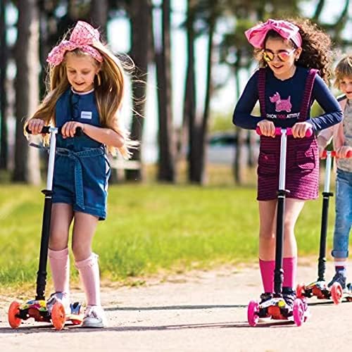 Miniatura 6 de Patinetes para niños de 3 ruedas para niños y niñas pequeñas, 4 alturas ajustables, inclinación para conducir, cubierta extra ancha, ruedas