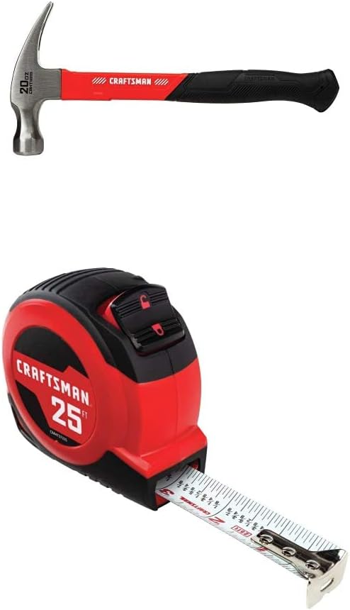CRAFTSMAN Hammer, 20-oz with Tape Measure, Self-Lock, 25-Foot (CMHT51399 & CMHT37225S)