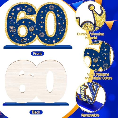Centre de table 60e anniversaire bleu marine pour décoration de fête - 7