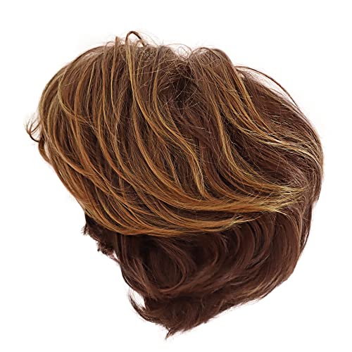 Gnimegil Auburn Pixie Cut Wig For Women Short Wig Brown With Highlight Blonde Natural Synthetic Wig For Halloween Costume Party Everyday Daily Use #TOP1
