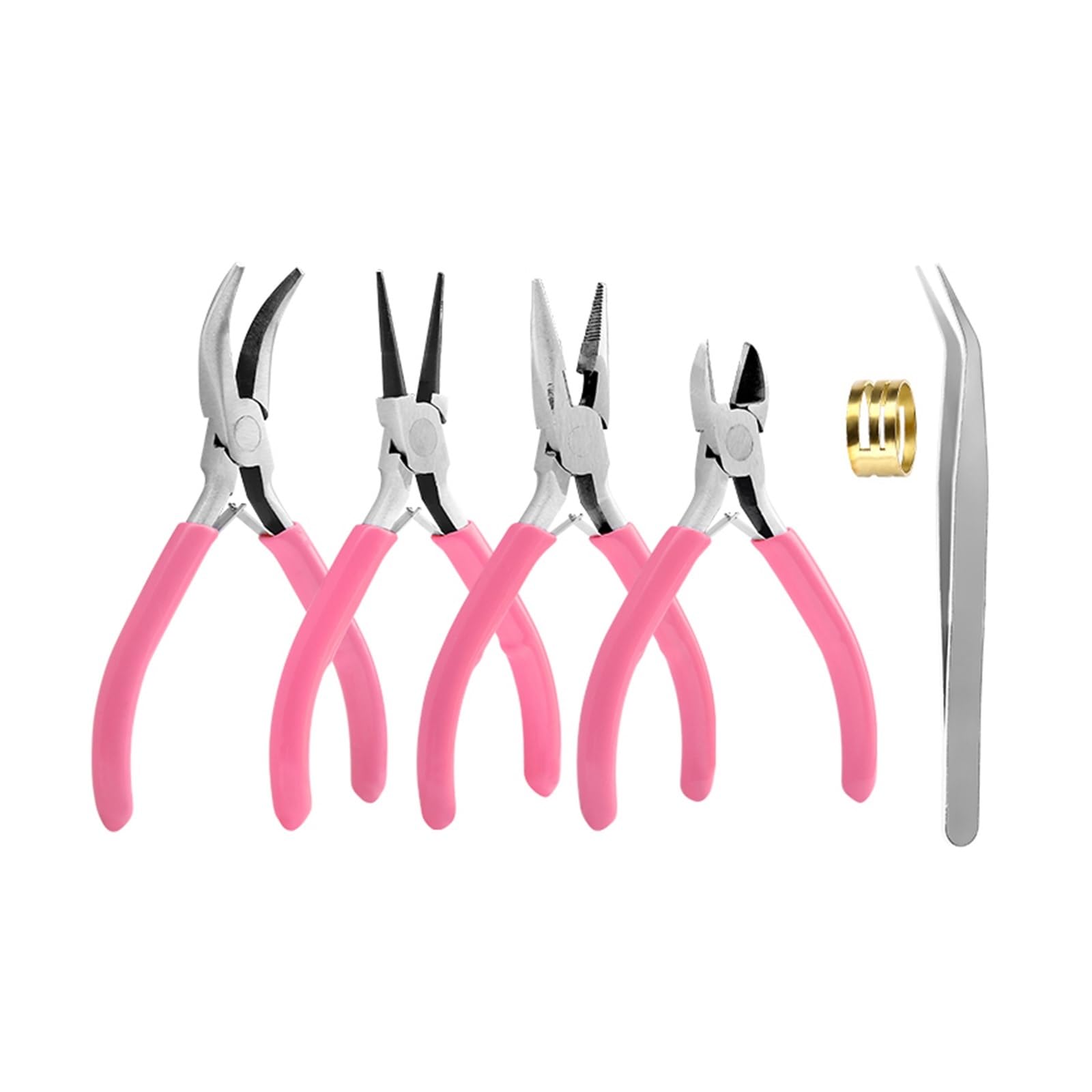Juego de alicates para joyería Alicates de metal for hacer joyas, cortador cadena, punta redonda doblada, kit herramientas for abalorios, for y reparar(Pink 6pcs)