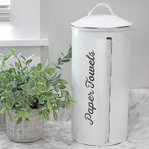 AuldHome-Design-Farmhouse-Paper-Towel-Holder-White-Rustic-Enamelware-Countertop-Paper-Towel-Dispenser-for-Kitchen AuldHome Design Farmhouse Paper Towel Holder White Rustic Enamelware Countertop Paper Towel Dispenser for Kitchen