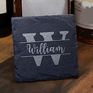 Personalised Engraved Square Slate Coaster Gift - Any Engraving with Name and Drink. Graduation Leaving Gift, End of Term School Leaving Thank You Teachers Gift, Birthday Gift Hand Finished in UK