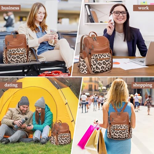 Image of PU Leather Backpack Purse for Women Travel Convertible Shoulder Tassel Bag Ladies Work Travel Handbags