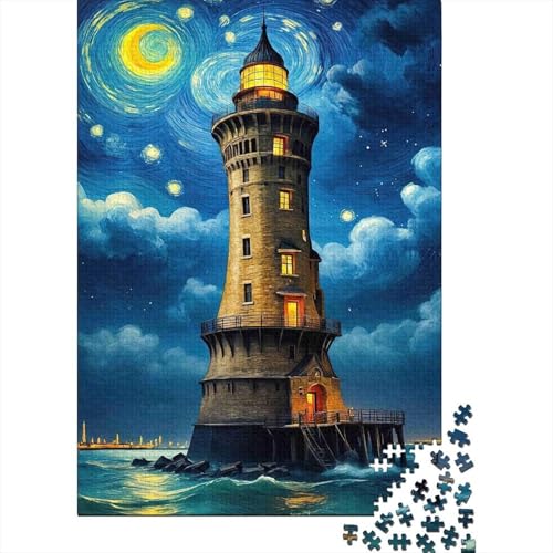 Puzzle de 1000 piezas Faro Cielo Nocturno, el regalo ideal para adultos que buscan relax