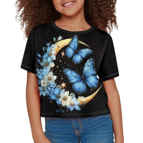 Image of Kids Crop Top Short Sleeve T-Shirts for Girls Size 5-14
