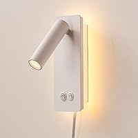 Vista 1 de Lámpara de Pared LED, Luz de Lectura de Cabecera, Enchufable, 3W, Aplique de Pared de Cabecero, Lámpara de Pared Ajustable con Interruptor