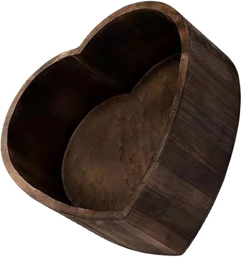 Abaodam 1 caja de posar de madera para bebé en forma de corazón, para estudio de recién nacidos, para sesión de fotos (café profundo)