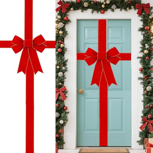 Chexin Rot Weihnachtsschleifen für Schranktüren, Große Samt...