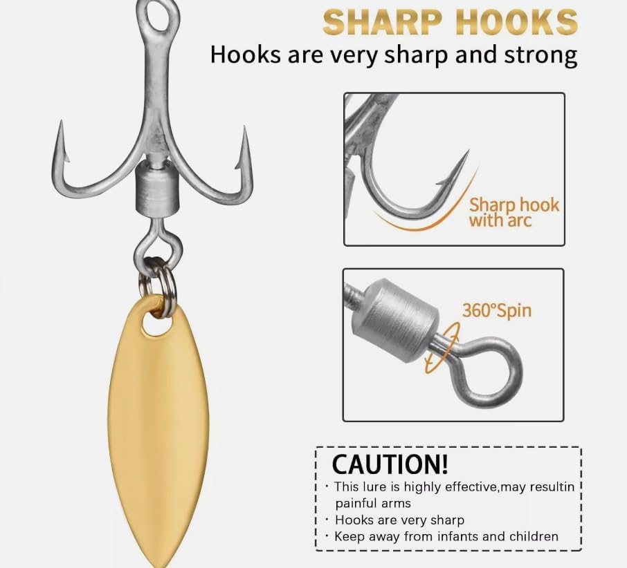 30pcs Bladed Treble Hooks Willow Blade Replacement Treble Hooks Trout Bass 6# Hook
