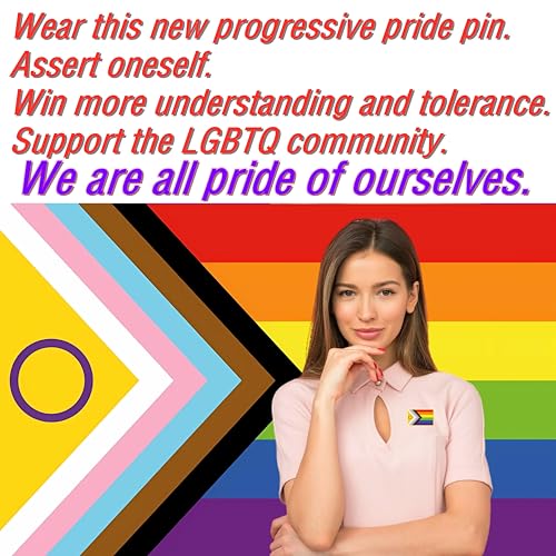 Image of HAFILO 12 /25 /50 /100 pieces small rectangle New Progress flag Pride pins inclusive progressive pride lapel pin LGBT Rainbow flag pins for Clothes Backpack Hat Decoration Souvenir gift badge bulk