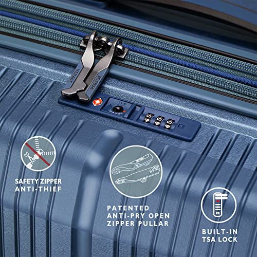 Image of Verage Carry On Luggage with Spinner Wheels, Expandable Hardshell Spinner Suitcase for Travel, TSA Approved (3-Piece Set (20 /24 /28), Blue)