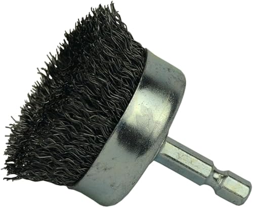Hot Max 26070 - Cepillo de copa montado en alambre prensado de 1-12 pulgadas, grueso, vástago hexagonal de 14 pulgadas
