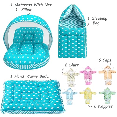 Image of Infantbond by fareto All Season use Baby Essentials Combo | Baby Products | Baby Gift Set | Baby Combo Set for new Born (0-6months)(Pack of 41) (Crown Blue)