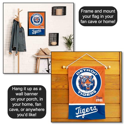 Bandera de jardín de Detroit Tigers de doble cara WinCraft banderín retro vintage exterior 5