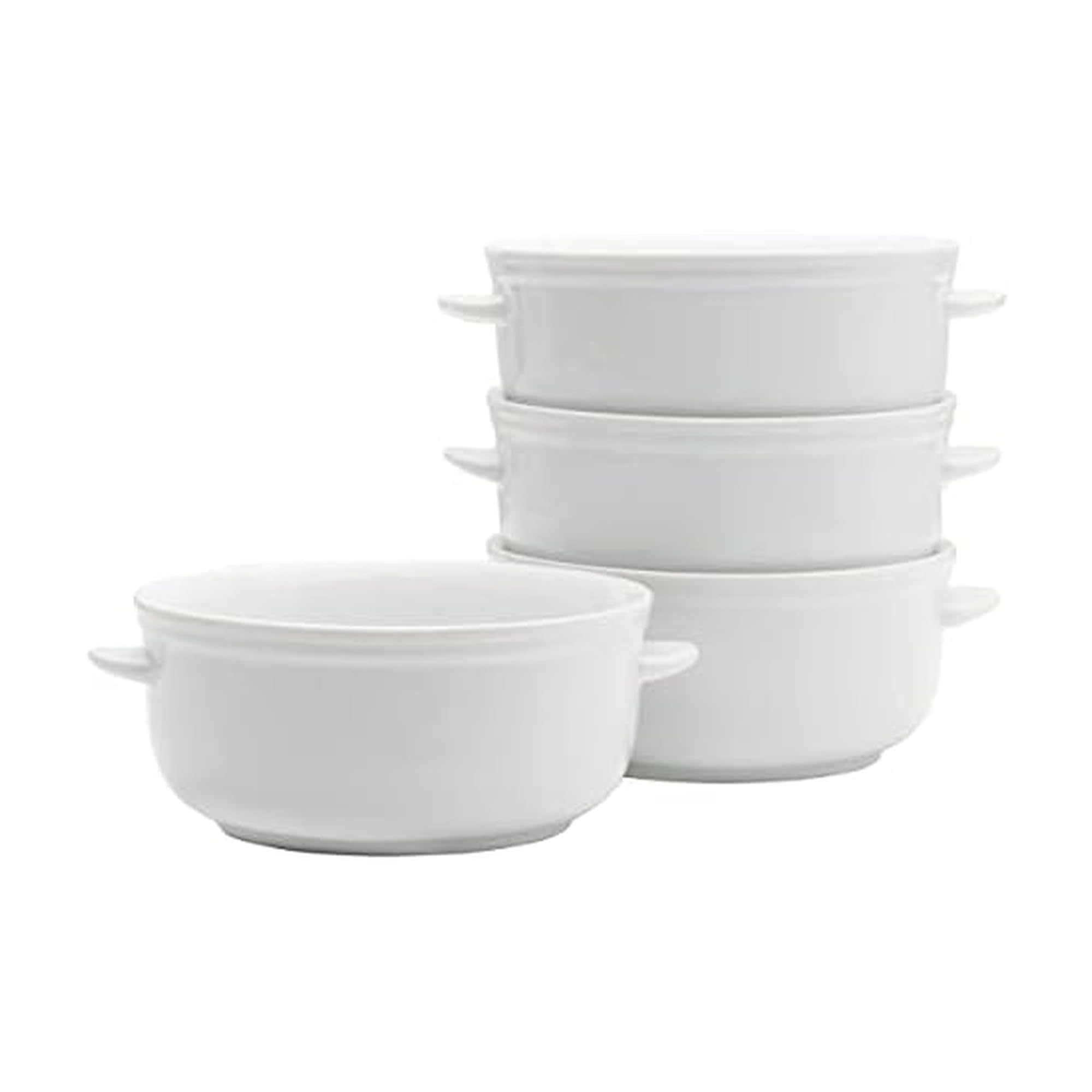 Everyday White by Fitz and Floyd Set of 4 Handled Soup Chili Bowls, 20 ounces, White