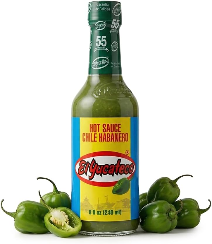 Green Habanero Hot Sauce, Authentic Mexican Chile Habanero Sauce, 8 fl oz (240 ml), Gluten Free, Pack of 1