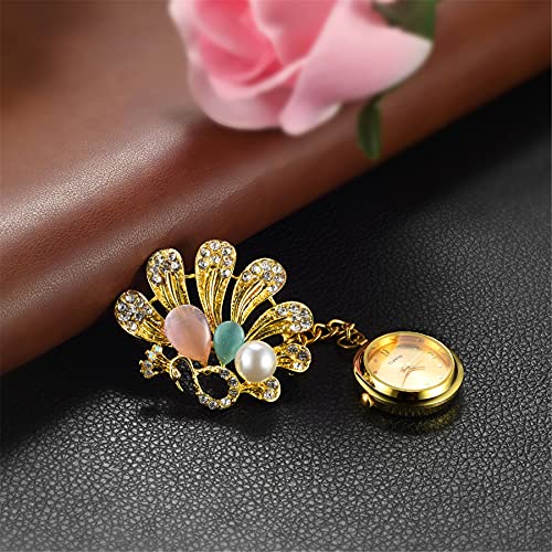Avaner Verpleegkundige Fob Horloge Strass Gouden Pin-on Broche Horloge Opknoping Rvs Revers Horloge Voor Vrouwen - Image 4
