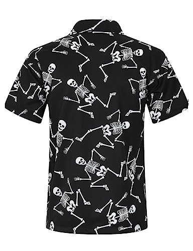 APTRO Men's Hawaiian Shirt Short Sleeved Floral Summer Beach Funky Party Holiday Shirt Skull F219 3XL - Image 3
