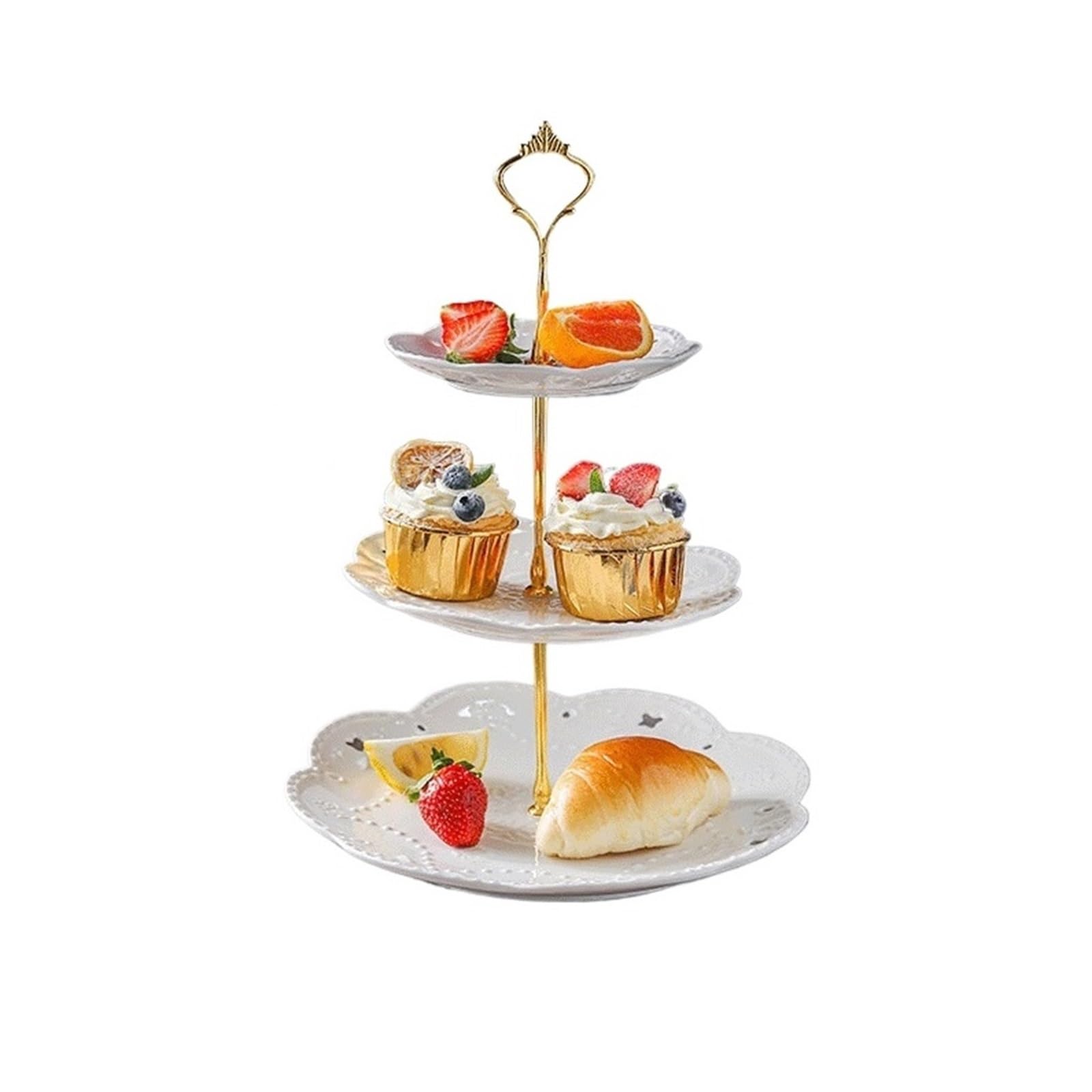 Té de la tarde Soporte for pasteles de varios niveles for uso doméstico(Blanco,Grande)