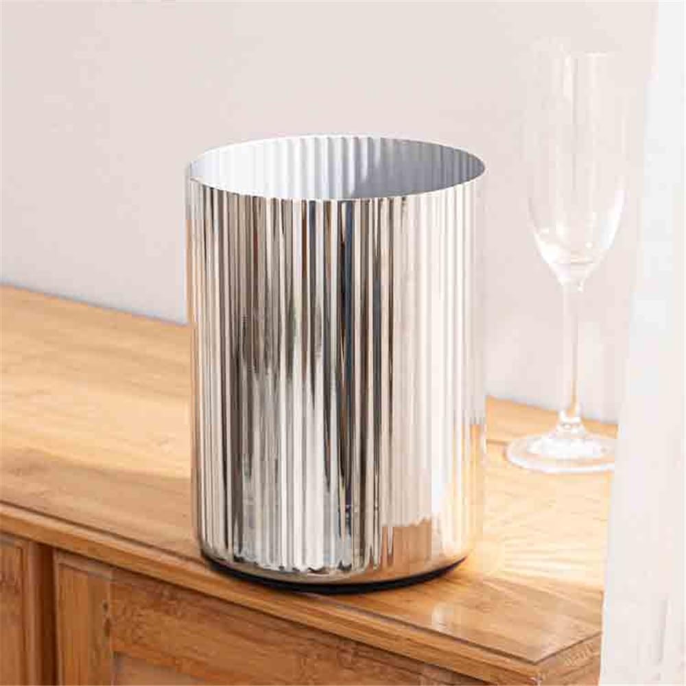 Cubiteras Cubo de hielo de grano recto de acero inoxidable engrosado, cubo doble for champán, barra refrigerada for vino tinto, cubo de almacenamiento con doble aislamiento Cubo de hielo térmico(Silve