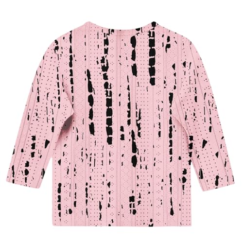 Girls Shirts 3/4 Sleeve Round Neck Graphic Blouses Workout Three Quarter Sleeve Tops Summer Curved Hem Kids Clothes3