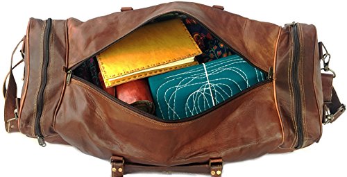28" Inch Real Vintage Leather Duffel Large Handmade Bags Brown Bag Carry On By Kk's Leather #TOP4