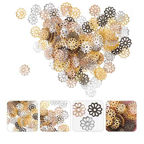 Amosfun 2Bags Flower Hollow Out Bead Caps Flower Bead End Caps Bracelet DIY Crafts Filigree Flower Caps Spacer Loose Bead Caps for Bracelet Necklace Earring Jewelry Crafts Making - Image 3