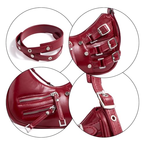 Image of Shoulder Purse for Women, Leather Women's Handbag Y2k Aesthetic Coquette Shoulder Bag Hobo Punk Trendy Ladies Purse