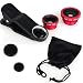 SHEENROAD Universal 3 in 1 Fish Eye & Macro Clip Camera Lens Kit for iPhone 4 4S 4G 5 5G /Samsung Galaxy HTC Etc Most Cellphone Smart Phones