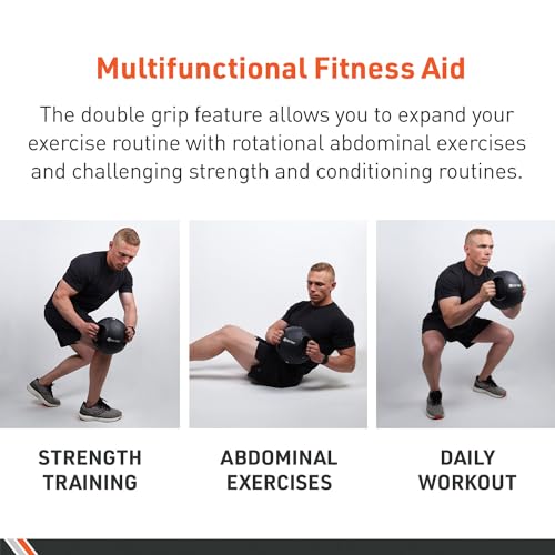 Body Sport Double Grip 8 lb. Medicine Ball for Strength Training - Softer Kettlebell Alternative for Gym and Home Use - Thumbnail 5