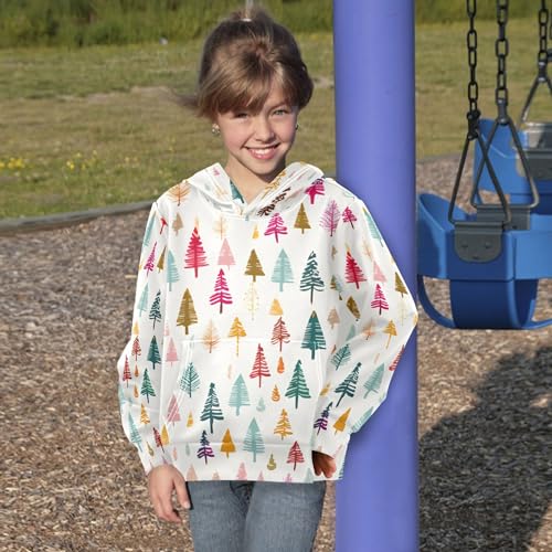 Kids Hoodies Sweaters Christmas Xmas Trees Hooded Sweatshirts with Big Pockets for Boys Girls B04002914