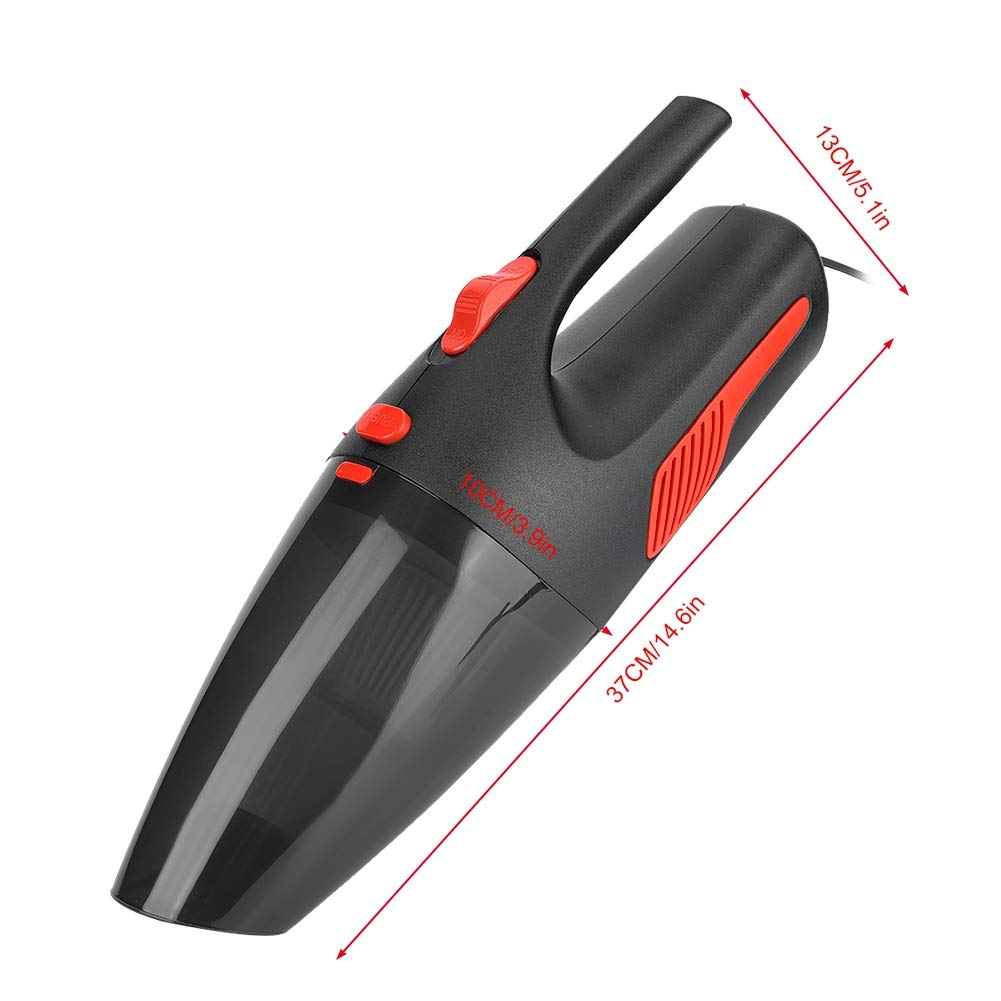 Aspiradora de Coche 120 W con Cable, aspiradora de Mano para húmedo y seco, Doble Uso, 12 V, ABS, Incluye 5 boquillas y Manguera para Coches, Camiones y Barcos, Color (Negro)