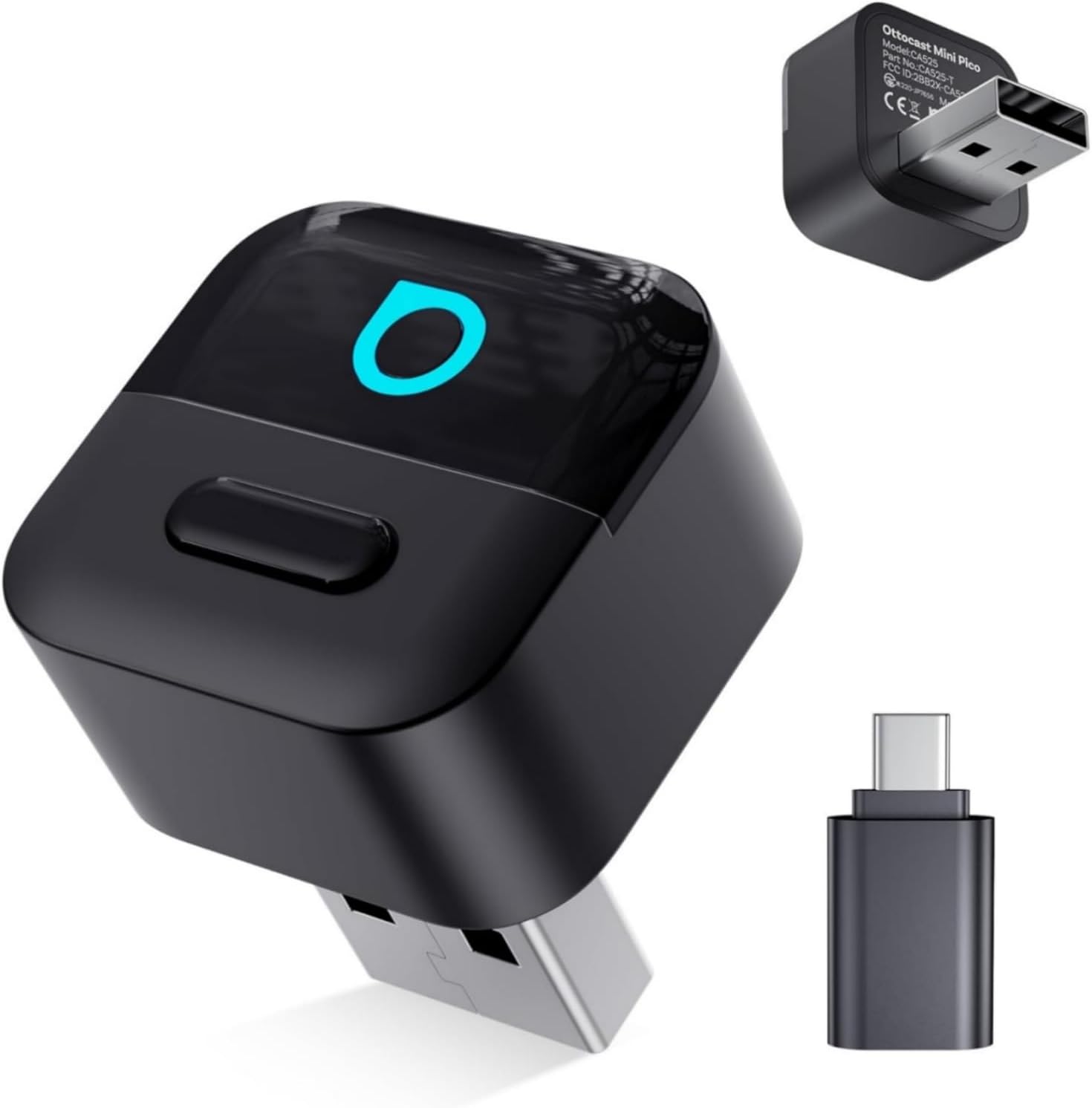Autocast Mini Pico 2026 Release CarPlay & Android Auto Wireless Adapter, Mini Size, Compact Design, USB-Type A & C, Bluetooth Connection, Technical Standards Compliant, Japanese Instruction Manual Included, Car Play, Wireless, Android Auto, Wireless