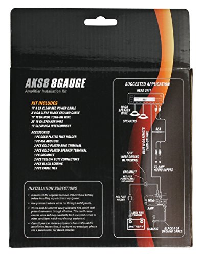 Sound Storm Laboratories Aks8 8 Gauge Car Audio Amplifier Amp Complete Kit Wiring Installation With Install Wire Cables And Rca Interconnect #TOP3